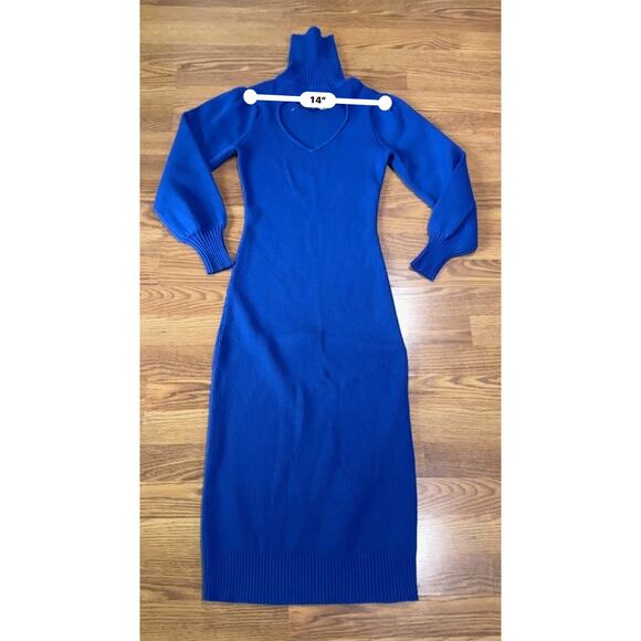 FARM Rio cobalt blue Heart Neckline Blue Knit Dress size XS - Picture 7 of 13